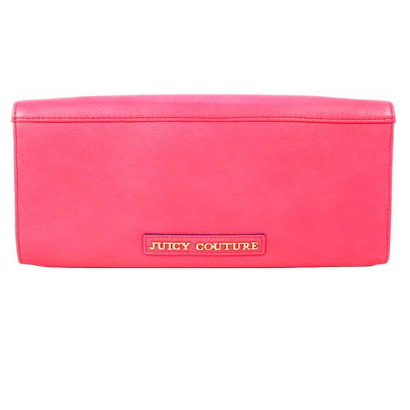 JUICY COUTURE Gold Lock Pink Leather Envelope Clutch Bag $198 - Picture 2 of 12